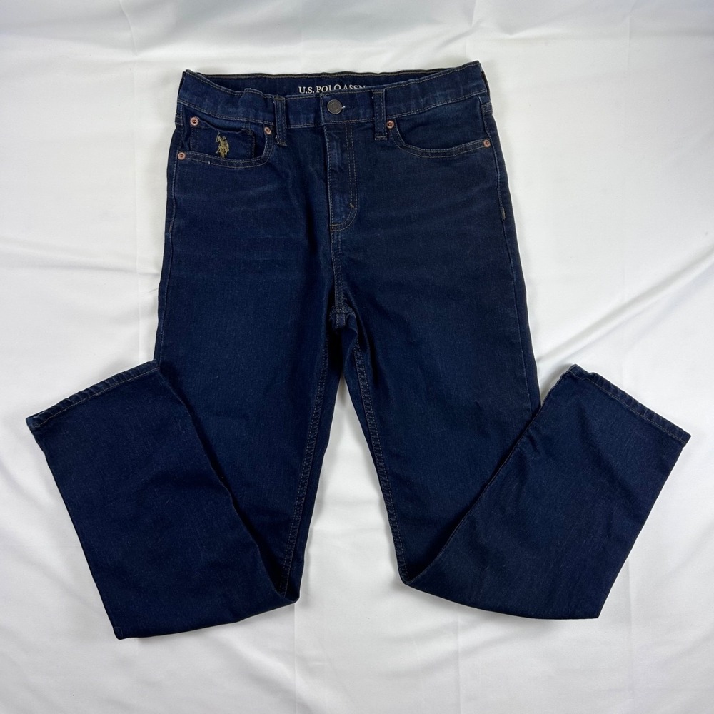 U.S. Polo Assn. Women's Jeans Size 14 Dark Wash Denim 5 Pocket Zip Fly Bootcut